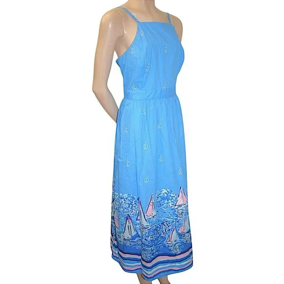 Lilly Pulitzer Charlese Cotton Halter Midi Dress in Lunar Blue NWT - Size 6 - Picture 7 of 9